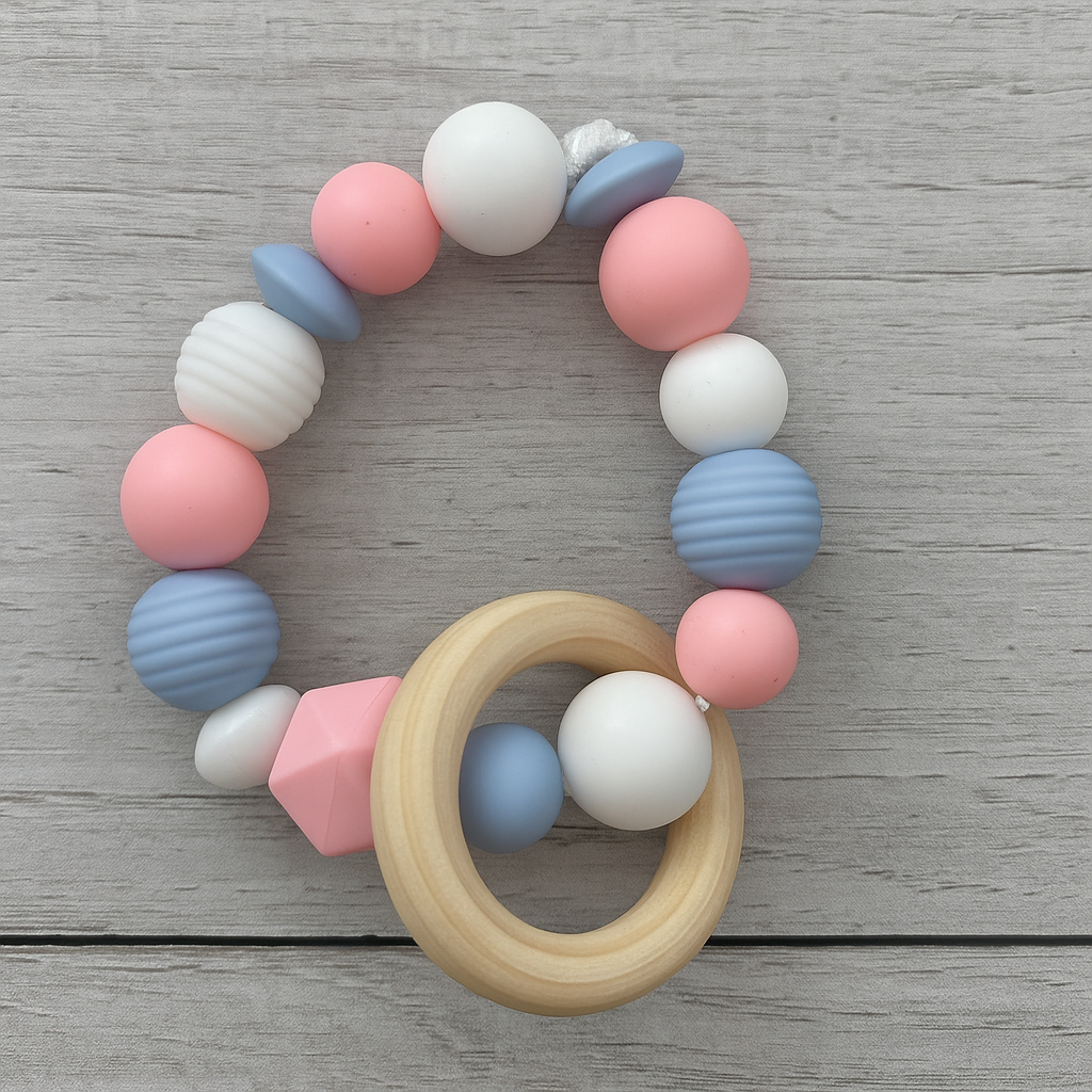 Anneau de dentition en silicone et bois