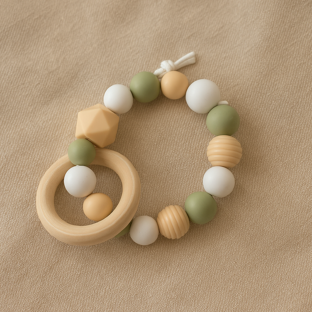 Anneau de dentition en silicone et bois